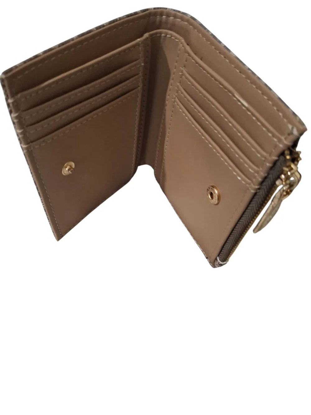 Anne Klein Brown Monogram Compact Zip Wallet